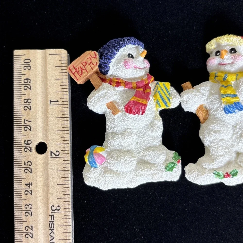 Vintage Scott's Collectables 2 Piece Snowman Magnet Set,  NOS